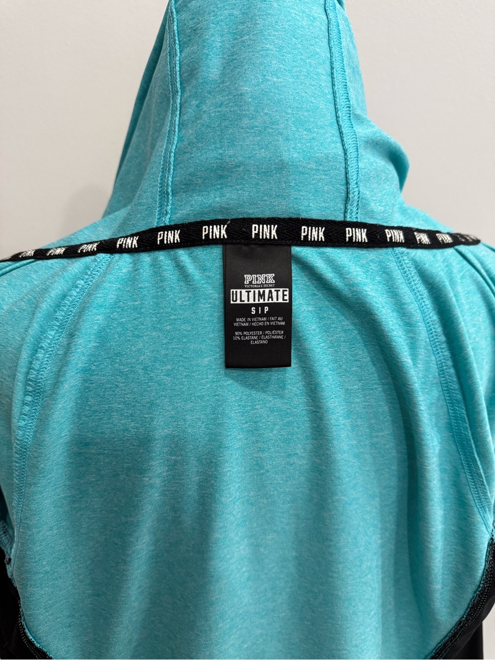 PINK Victoria's Secret Teal Zip Hoodie with Black Accents - Picture 7 of 7